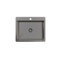 Alma River 600x500 Medium Single Bowl Tap Landing Sink Brushed Gunmetal