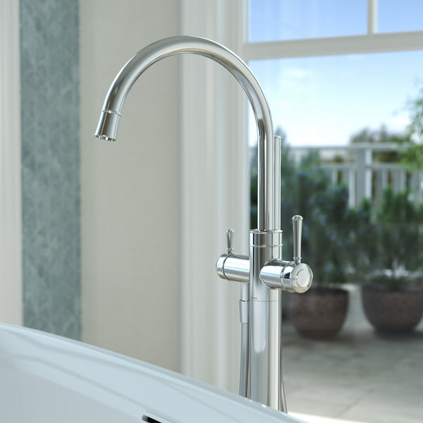Caroma Riviere Freestanding Bath Filler With Handshower (Complete Kit) Chrome