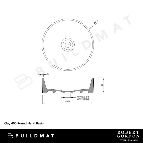 Robert Gordon Clay 400 Round Hand Basin Shale