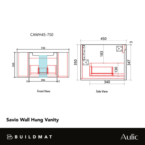 Aulic Savio 750mm Wall Hung Vanity