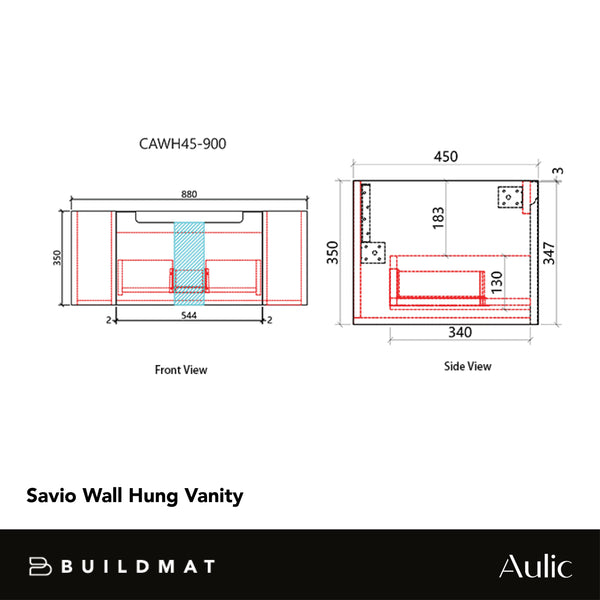 Aulic Savio 900mm Wall Hung Vanity