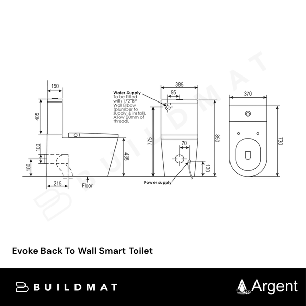 Argent Evoke Back To Wall Smart Toilet White