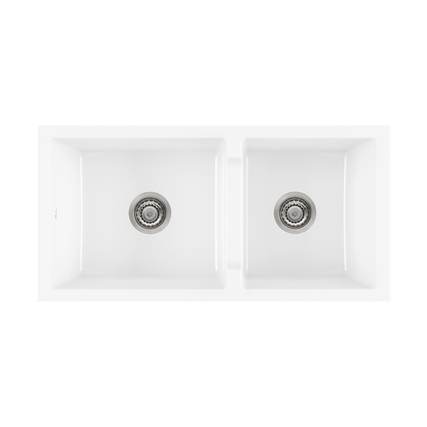 Oliveri Sicily Fireclay Farmhouse 1 & 3/4 Bowl Countertop or Undermount Sink White