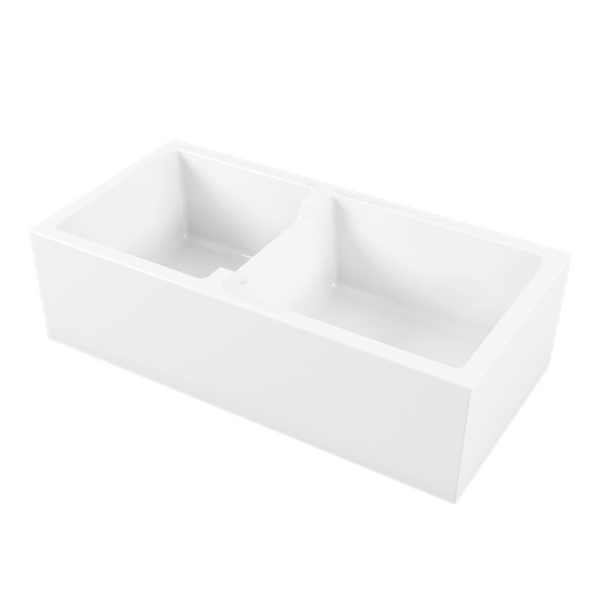 Oliveri Sicily Fireclay Farmhouse 1 & 3/4 Bowl Countertop or Undermount Sink White