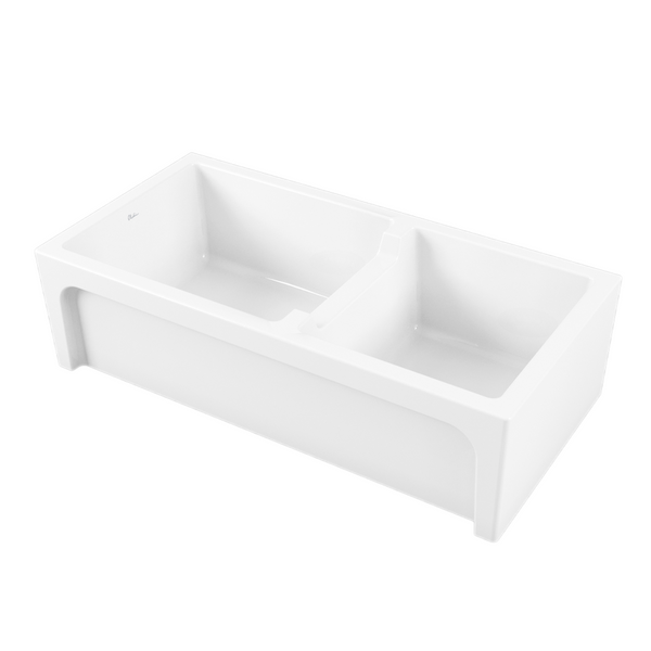 Oliveri Sicily Fireclay Farmhouse 1 & 3/4 Bowl Countertop or Undermount Sink White