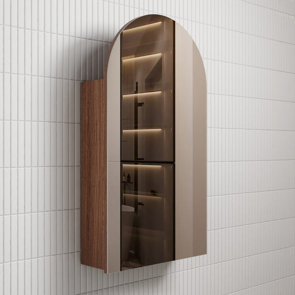 Aulic Canterbury Arch Shaving Cabinet 500mm Walnut