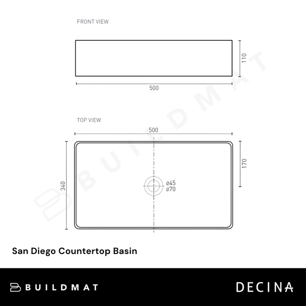 Decina San Diego Countertop Basin Gloss White