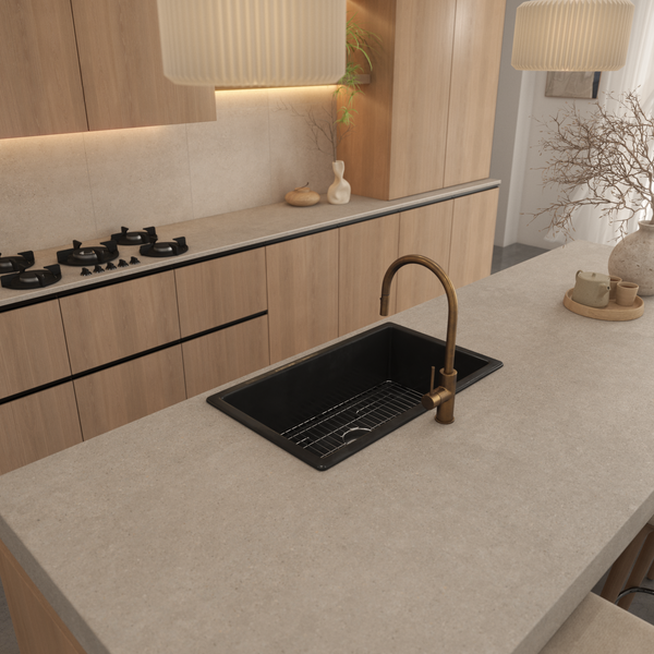Alma Maurice 813x483 Matte Black Fireclay Single Bowl Sink