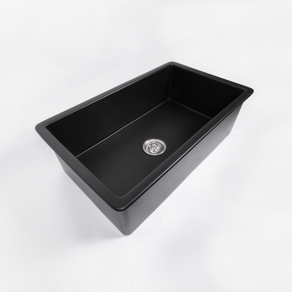 Alma Maurice 813x483 Matte Black Fireclay Single Bowl Sink