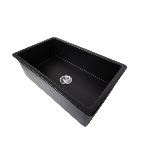 Alma Maurice 813x483 Matte Black Fireclay Single Bowl Sink
