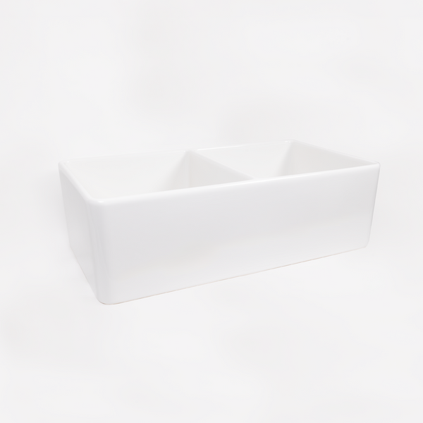 Alma Bronwen 835x459 Gloss White Farmhouse Fireclay Double Bowl Sink