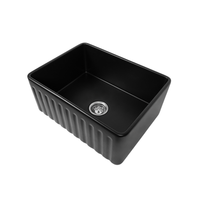 Herman 610x459 Matte Black Farmhouse Fireclay Single Bowl Sink