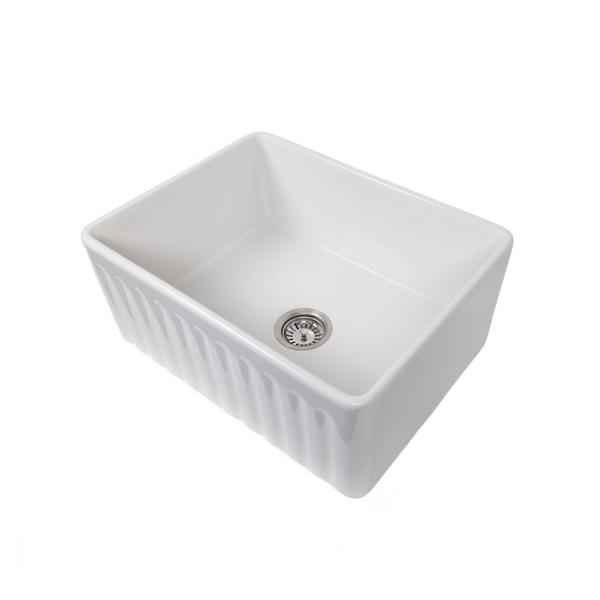 Alma Rose 610x459 Gloss White Farmhouse Fireclay Single Bowl Sink