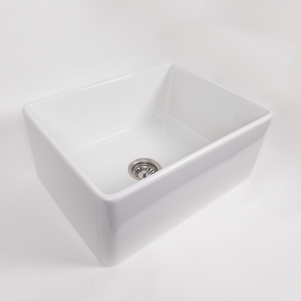 Alma Rose 610x459 Gloss White Farmhouse Fireclay Single Bowl Sink