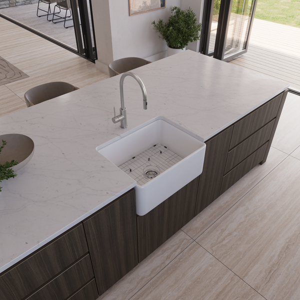 Alma Rose 610x459 Gloss White Farmhouse Fireclay Single Bowl Sink