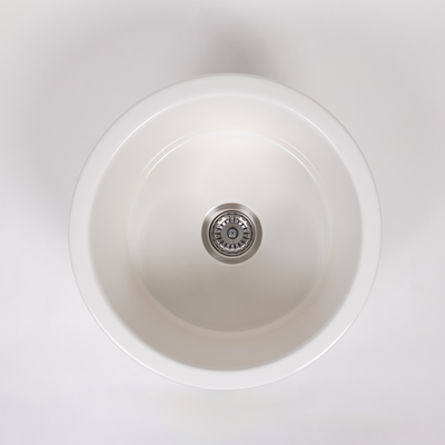 Jocasta 460x460 Gloss White Circle Fireclay Single Bowl Sink