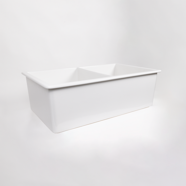 Alma Fleur 813x483 Gloss White Fireclay Double Bowl Sink