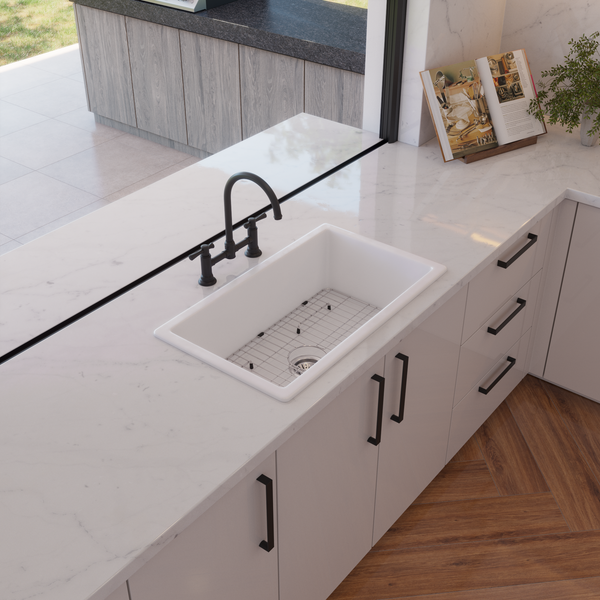 Alma Libby 760x449 Gloss White Fireclay Single Bowl Sink