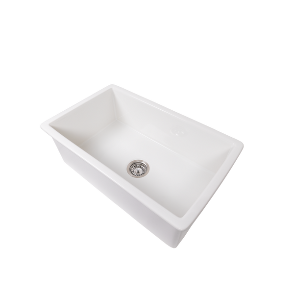 Alma Libby 760x449 Gloss White Fireclay Single Bowl Sink