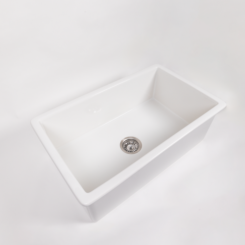 Libby 760x449 Gloss White Fireclay Single Bowl Sink