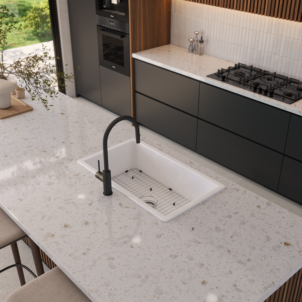 Alma Tamsin 813x483 Gloss White Fireclay Single Bowl Sink