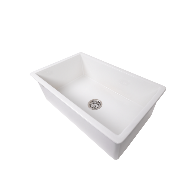 Tamsin 813x483 Gloss White Fireclay Single Bowl Sink