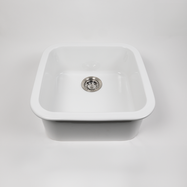 Alma Abigail 483x483 Gloss White Fireclay Single Bowl Sink