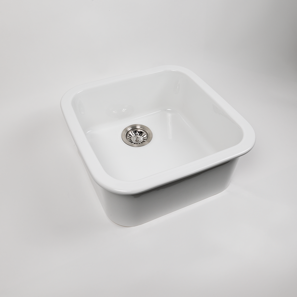 Alma Abigail 483x483 Gloss White Fireclay Single Bowl Sink