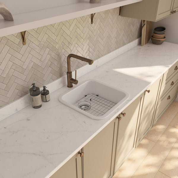 Alma Abigail 483x483 Gloss White Fireclay Single Bowl Sink