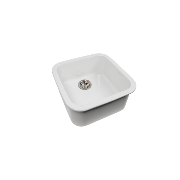 Alma Abigail 483x483 Gloss White Fireclay Single Bowl Sink