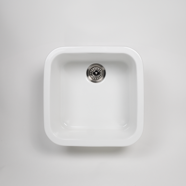 Alma Abigail 483x483 Gloss White Fireclay Single Bowl Sink
