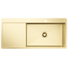 Alma Brushed Brass Gold Iver 1080x500 Single Bowl Tap Landing with Left Drain Board Sink