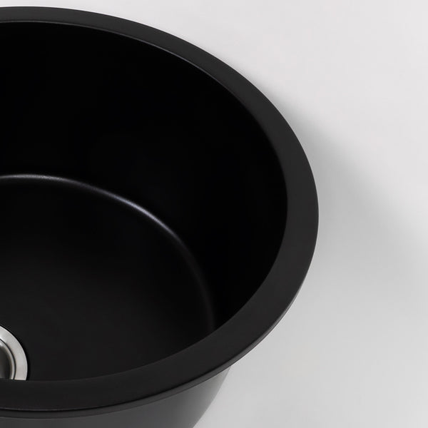 Alma Douglas 460x460 Black Granite Circle Single Bowl Sink