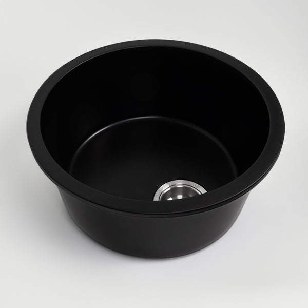 Alma Douglas 460x460 Black Granite Circle Single Bowl Sink