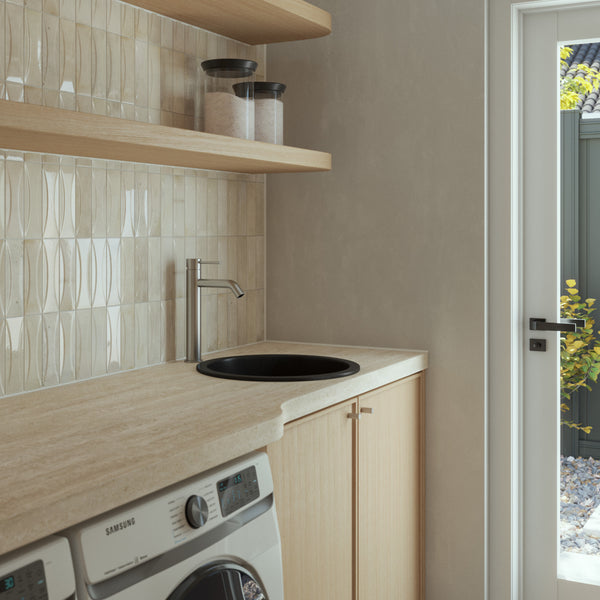 Alma Douglas 460x460 Black Granite Circle Single Bowl Sink