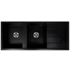 Darlene 1200x500 Black Granite Drainboard Double Bowl Sink