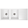 Alma Darlene 1200x500 White Granite Drainboard Double Bowl Sink