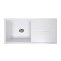 Alma Randall 1000x500 White Granite Drainboard Single Bowl Sink