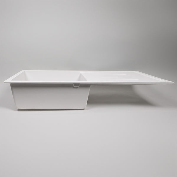 Alma Randall 1000x500 White Granite Drainboard Single Bowl Sink