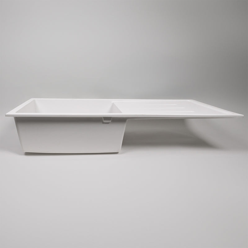 Randall 1000x500 White Granite Drainboard Single Bowl Sink