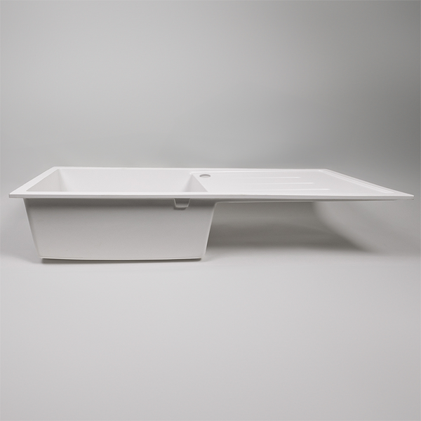 Alma Randall 1000x500 White Granite Right Drainboard Single Bowl Tap Landing Sink