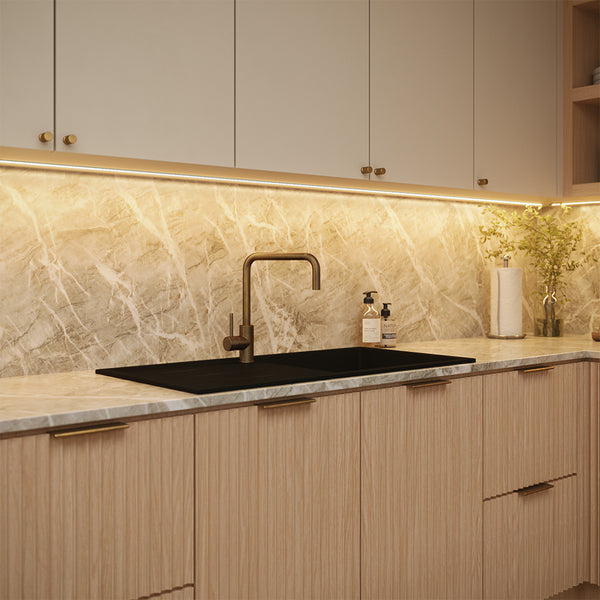 Alma Randall 1000x500 Black Granite Left Drainboard Single Bowl Tap Landing Sink