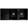 Alma Darlene 1200x500 Black Granite Left Drainboard Double Bowl Tap Landing Sink