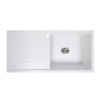 Alma Randall 1000x500 White Granite Left Drainboard Single Bowl Tap Landing Sink
