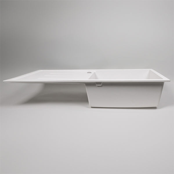 Alma Randall 1000x500 White Granite Left Drainboard Single Bowl Tap Landing Sink