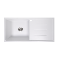 Alma Randall 1000x500 White Granite Right Drainboard Single Bowl Tap Landing Sink