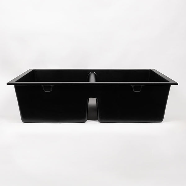 Alma Keith 848x467 Black Granite Square Double Bowl Sink