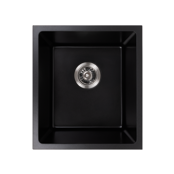 Alma Cynthia 396x446 Black Granite Square Single Bowl Sink