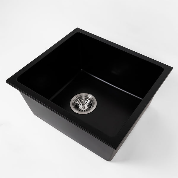 Alma Cynthia 396x446 Black Granite Square Single Bowl Sink