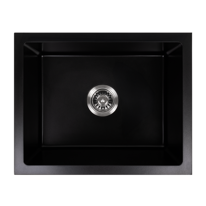 Kenneth 540x430 Black Granite Square Single Bowl Sink